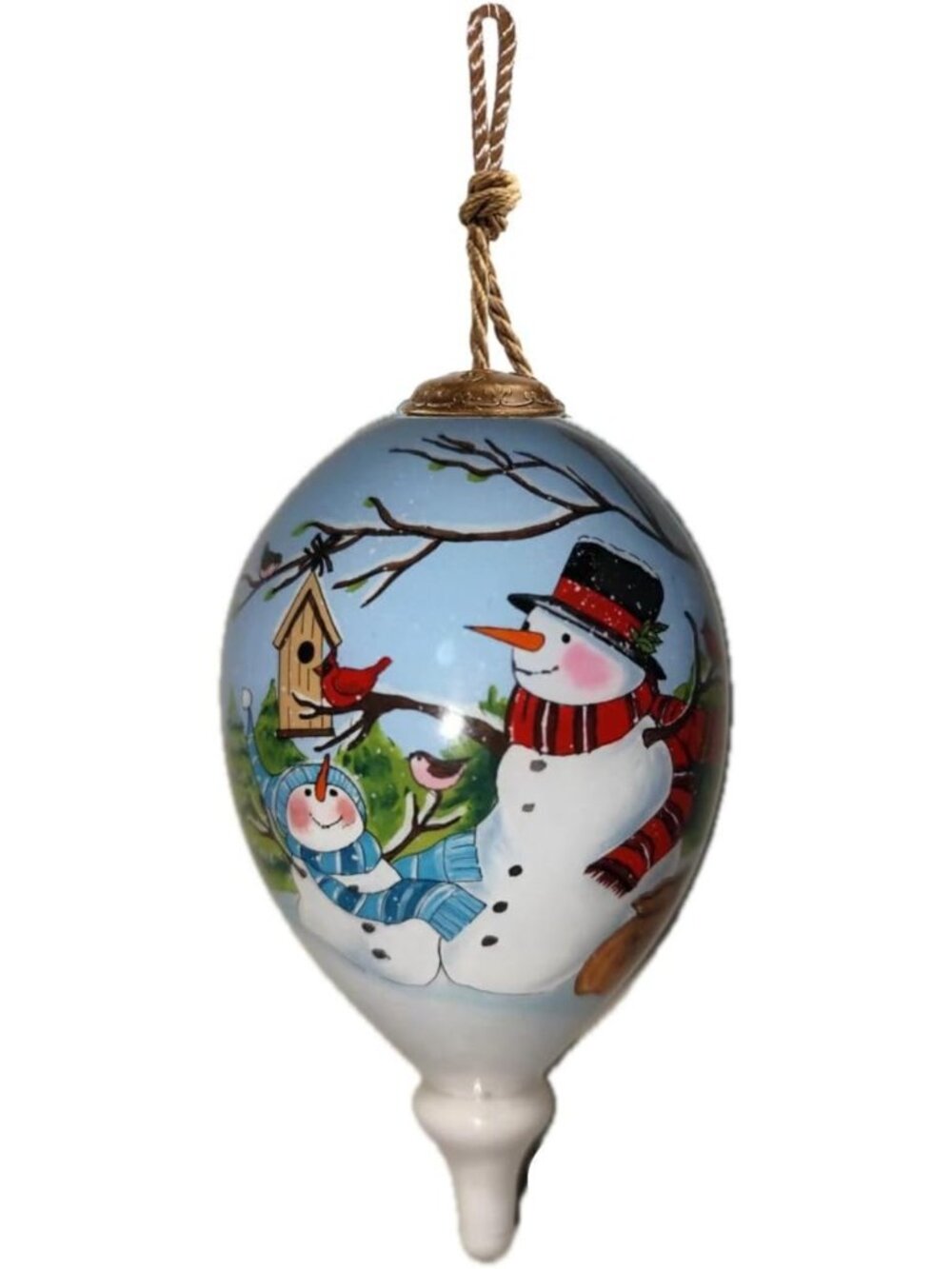 Hand-Painted Snowman Family Ornament - Glass Parent & Child Holiday Decor Gift